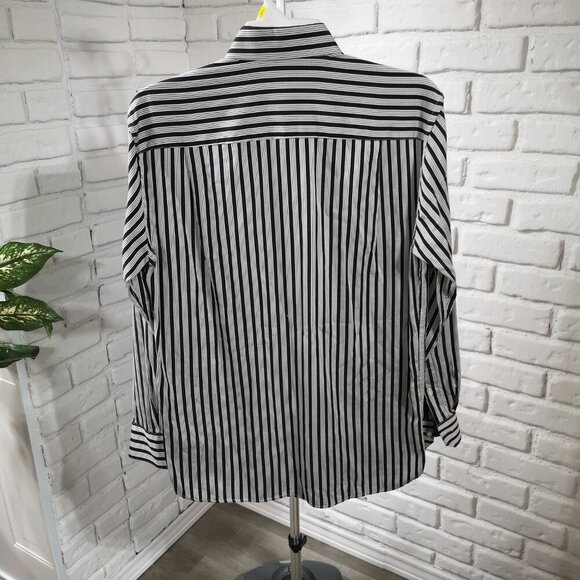 Jack Lipson Signature Men's Size Large Black & Grey Stripe Dress Shirt - Picture 2 of 11